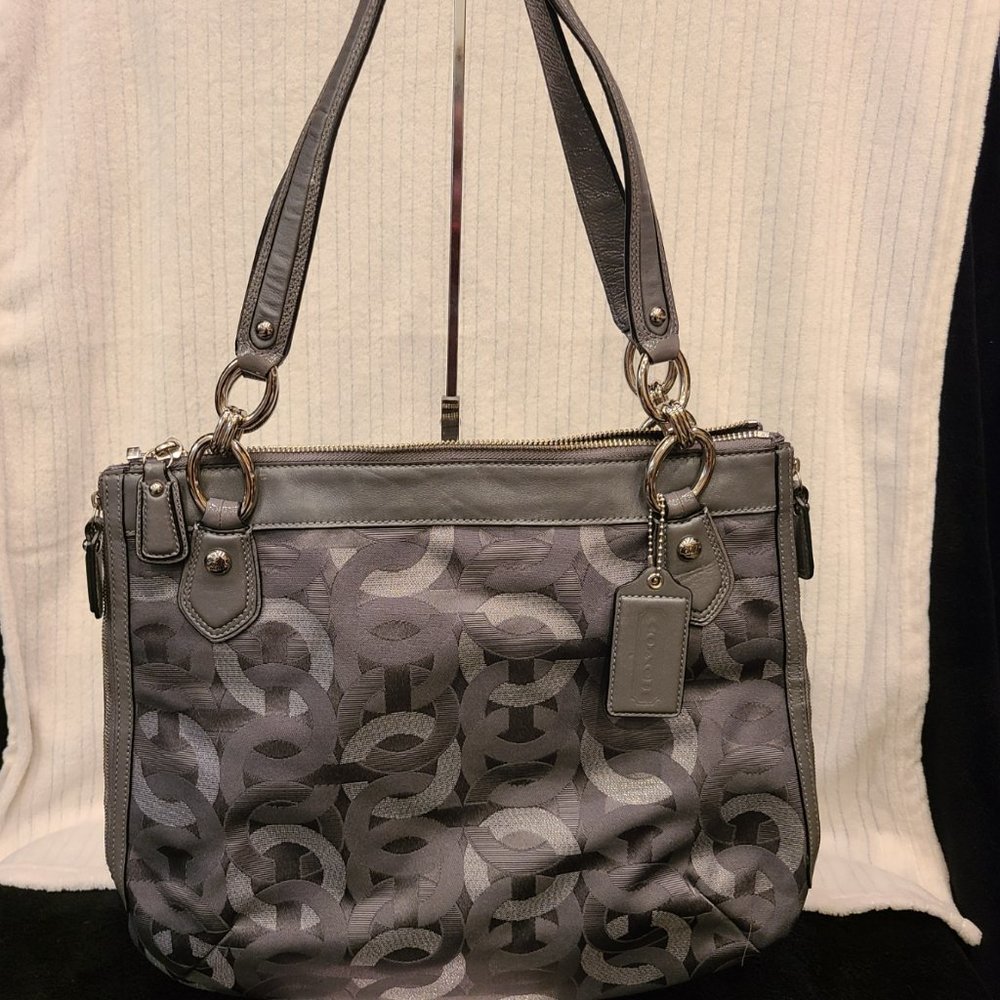 Coach Rare Grey & Silver Canvas Penelope Hobo - Picture 2 of 14